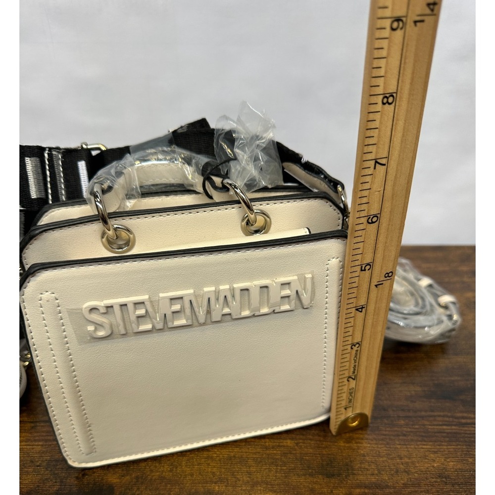 Steve Madden Bevelyn Mini Crossbody Bag w/ Logo Strap & Pouch One Size Vanilla - Picture 14 of 16